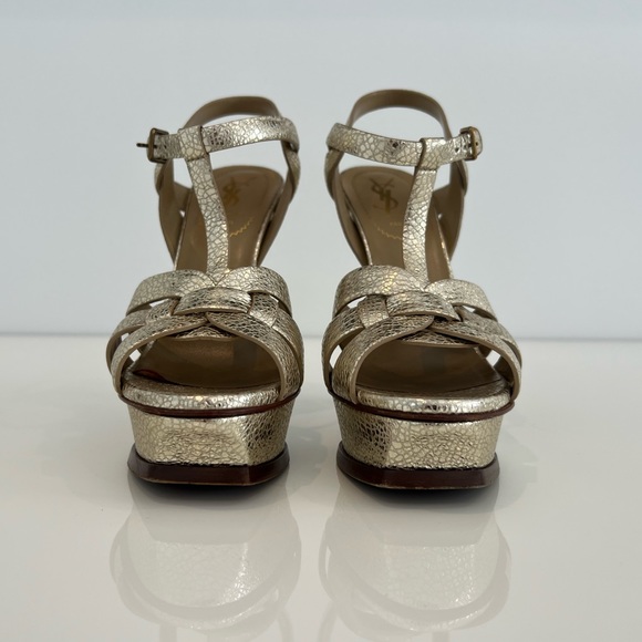 YVES SAINT LAURENT GOLD TRIBUTE SANDALS SIZE 7.5 - Picture 12 of 16